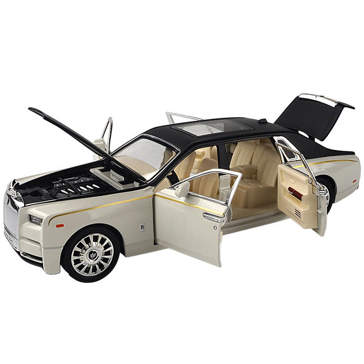 1:24 Rolls Royce Phantom Die Cast Car Model Toy for Kids 21cm Pull Back Simulation Ghostly Alloy Car Toy With Sound/Light Gifts