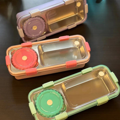 Sleek Stainless Steel Bento Lunch Box with Bowl