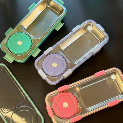 Sleek Stainless Steel Bento Lunch Box with Bowl