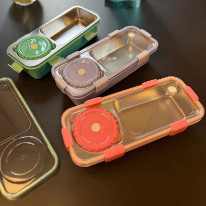 Sleek Stainless Steel Bento Lunch Box with Bowl