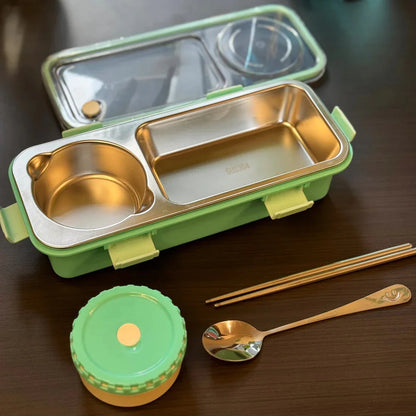 Sleek Stainless Steel Bento Lunch Box with Bowl