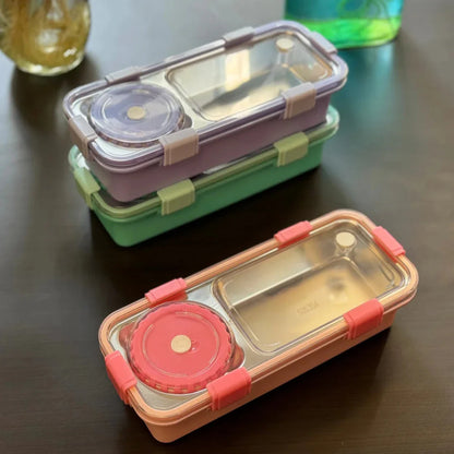 Sleek Stainless Steel Bento Lunch Box with Bowl