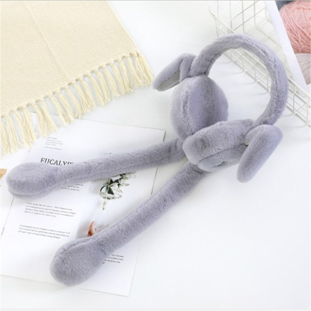 Very Soft Bunny Ear Muffs Moving Ears ( Winter Special )