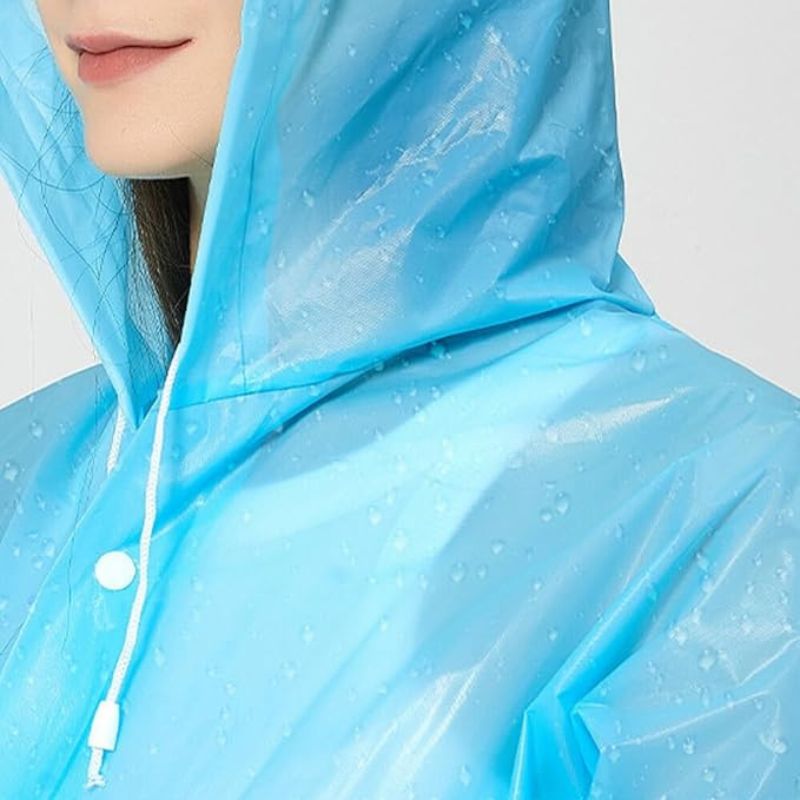 EVA Waterproof Poncho Raincoat Hooded Outdoor Water Resistant Portable Suit for Men & Women (Random, Universal Size)