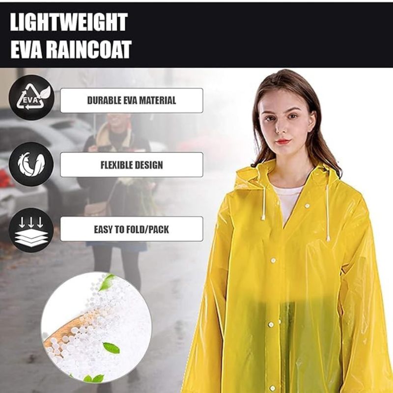 EVA Waterproof Poncho Raincoat Hooded Outdoor Water Resistant Portable Suit for Men & Women (Random, Universal Size)