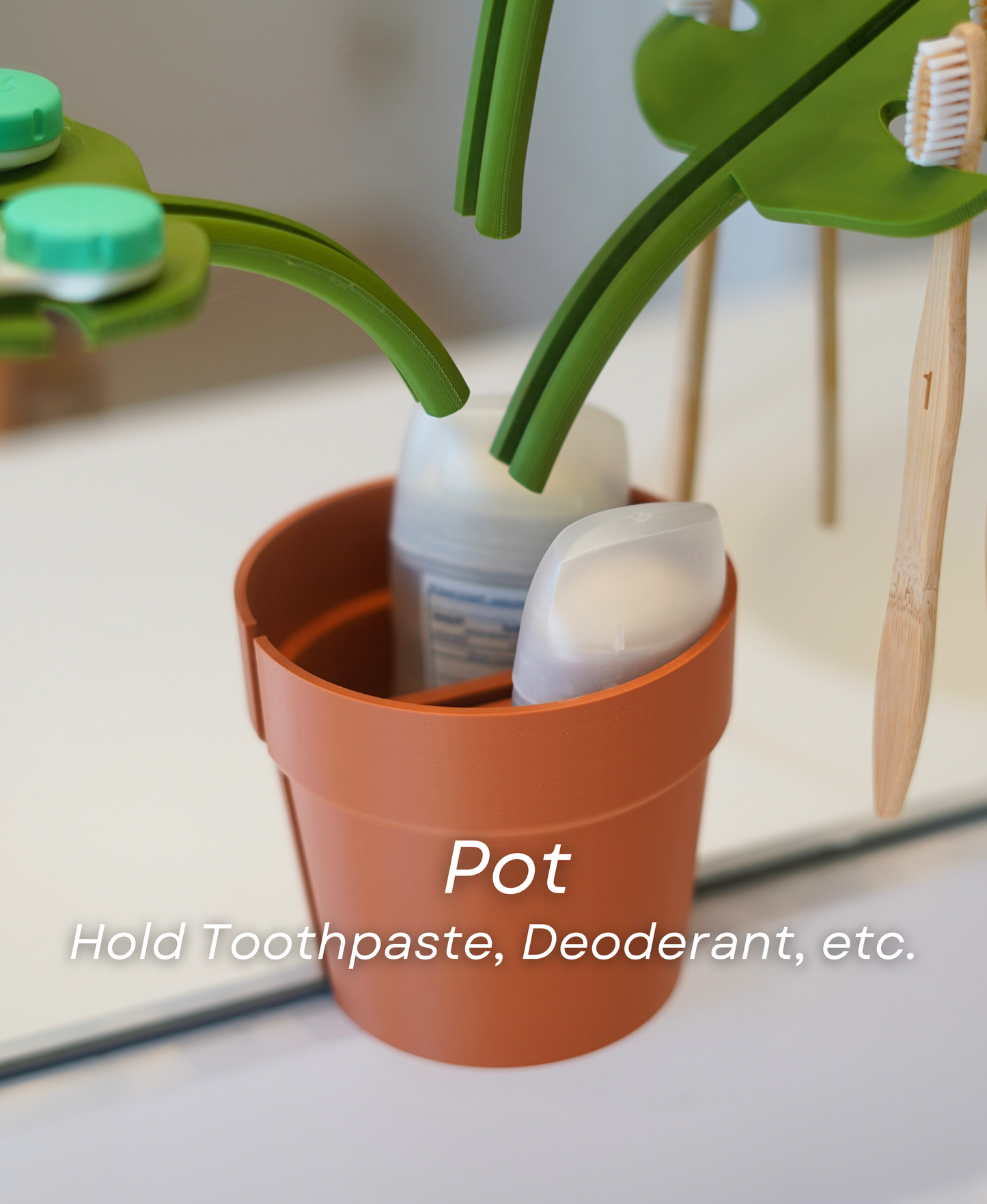 Mirror Monstera - Bathroom Organizer that Mounts to the Mirror