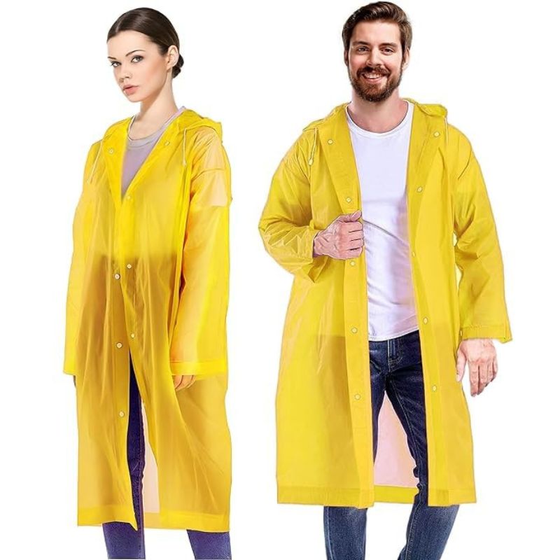 EVA Waterproof Poncho Raincoat Hooded Outdoor Water Resistant Portable Suit for Men & Women (Random, Universal Size)