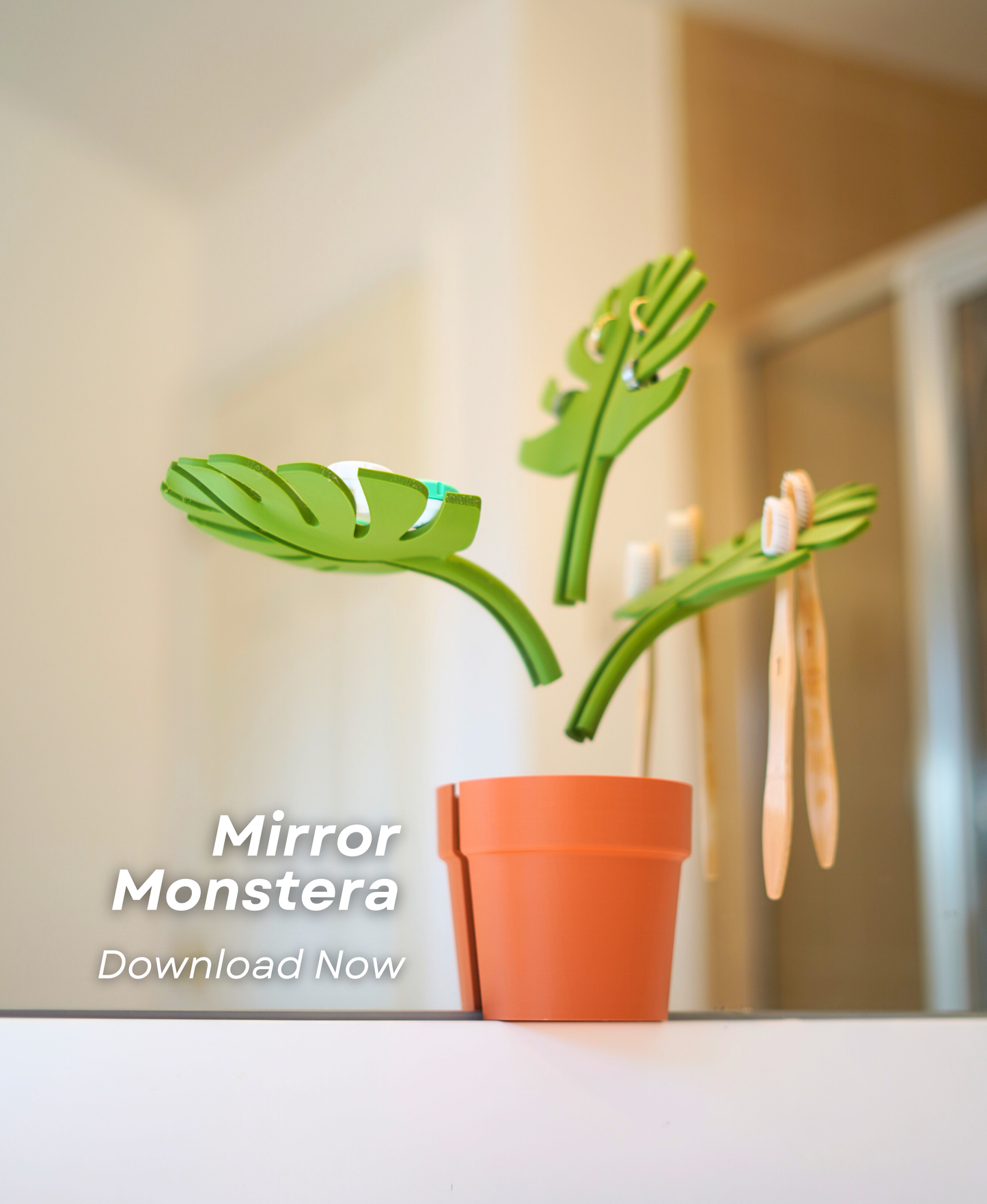 Mirror Monstera - Bathroom Organizer that Mounts to the Mirror