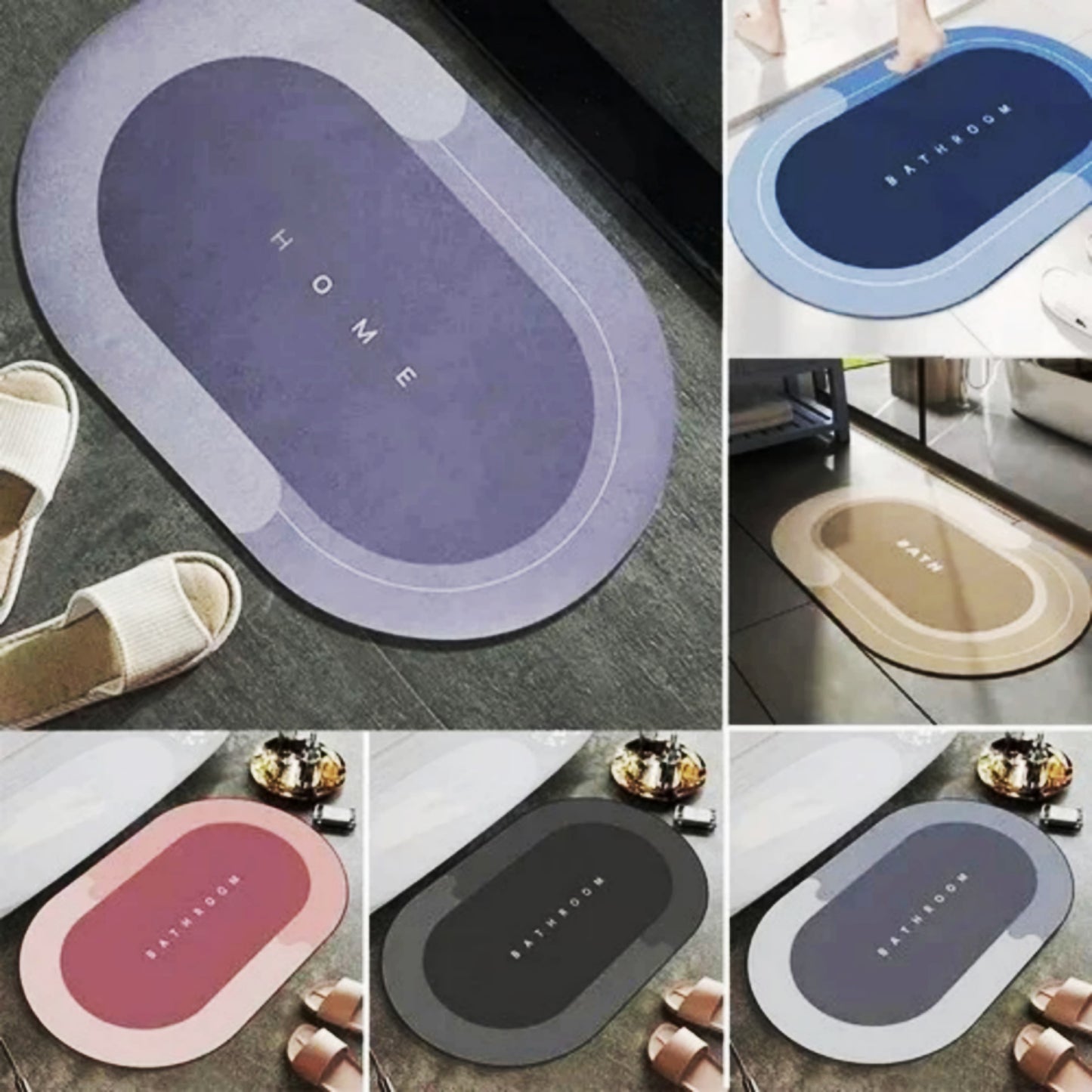 Mesh Bathroom And Kitchen Water Absorbing Quick Dry Non-Slip Floor Mats