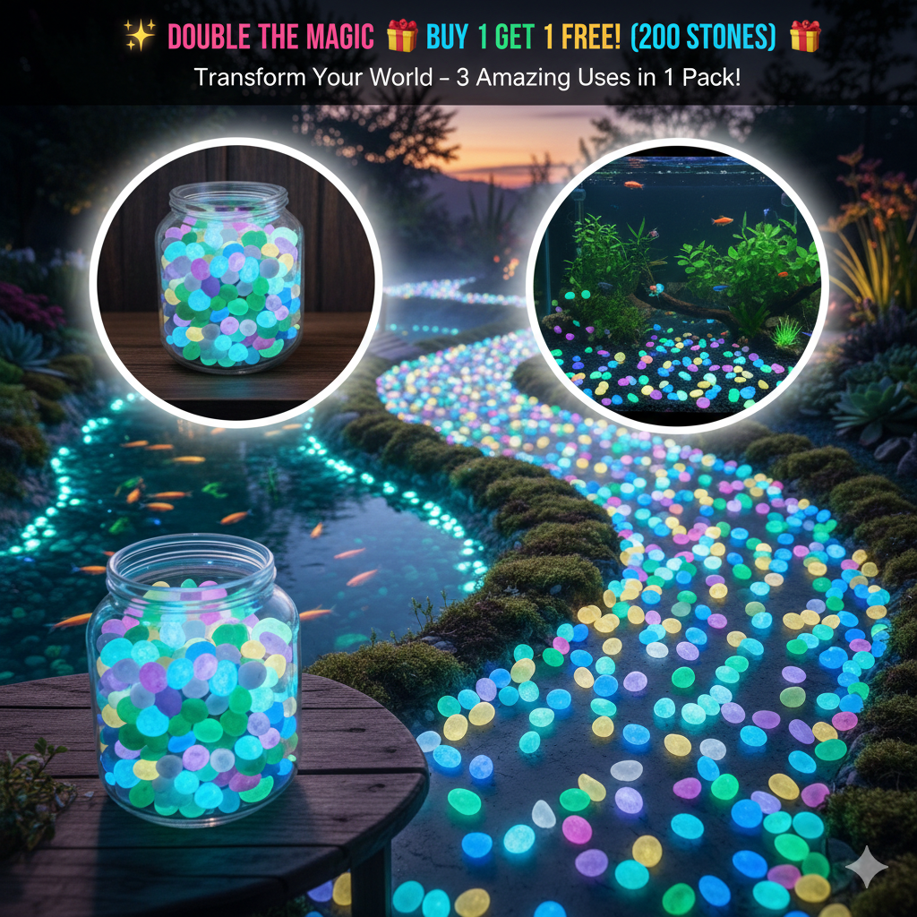 Luminous Glow Stones (200-Piece Set) – Eco-Friendly Mixed Color Pebbles for Garden, Walkway & Aquarium | Buy 1 Get 1 FREE Special