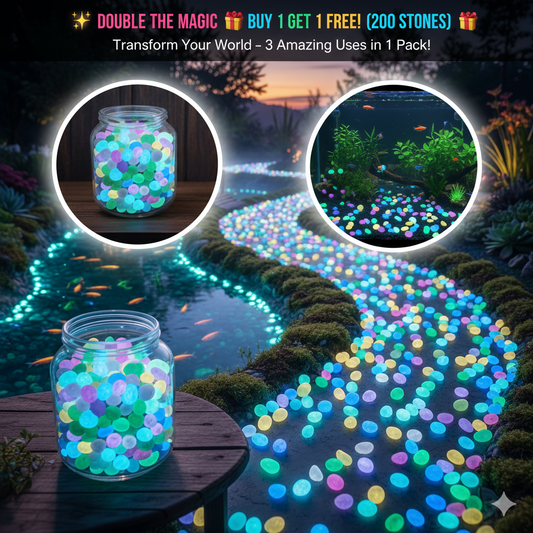 Luminous Glow Stones (200-Piece Set) – Eco-Friendly Mixed Color Pebbles for Garden, Walkway & Aquarium | Buy 1 Get 1 FREE Special