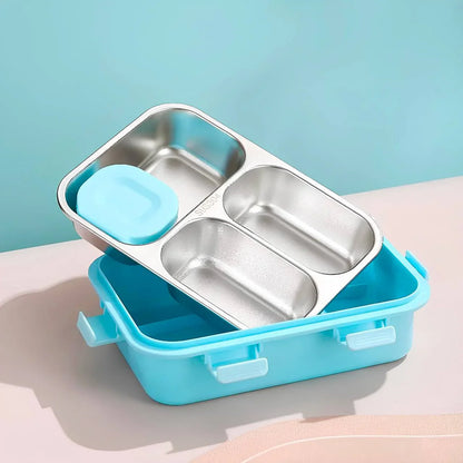HappyBites Bento Lunch Box (3 Compartment) + Free Water Bottle