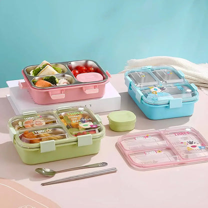 HappyBites Bento Lunch Box (3 Compartment) + Free Water Bottle
