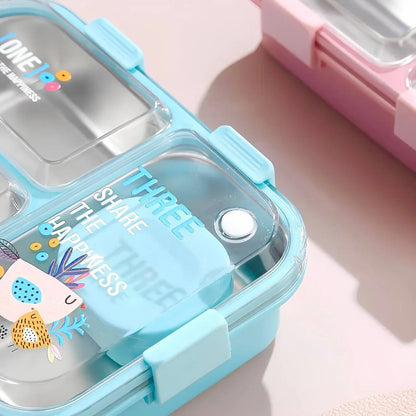 HappyBites Bento Lunch Box (3 Compartment) + Free Water Bottle