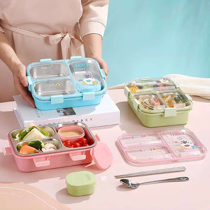 HappyBites Bento Lunch Box (3 Compartment) + Free Water Bottle