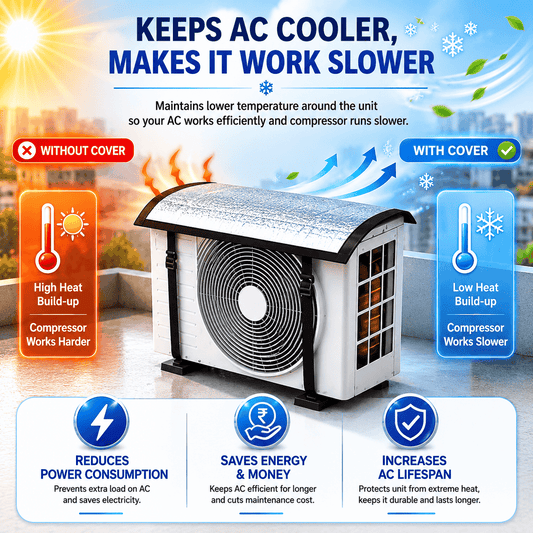Premium AC Outdoor Unit Cover for AC | Heat Resistant Waterproof Aluminium Foil Sun Shade Cover | UV, Rain & Dust Protection for Compressor Outdoor Unit