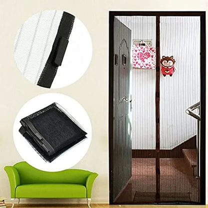 Magnetic Mosquito Screen Door Net Curtain with Magnets Reinforced Polyester Mesh Curtain Back Door Mesh with Full Frame Hook & Loop