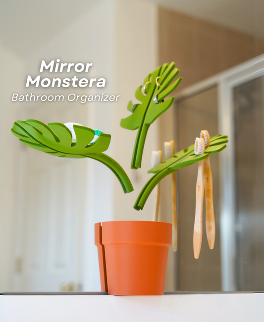Mirror Monstera - Bathroom Organizer that Mounts to the Mirror