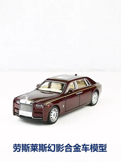 1:24 Rolls Royce Phantom Die Cast Car Model Toy for Kids 21cm Pull Back Simulation Ghostly Alloy Car Toy With Sound/Light Gifts