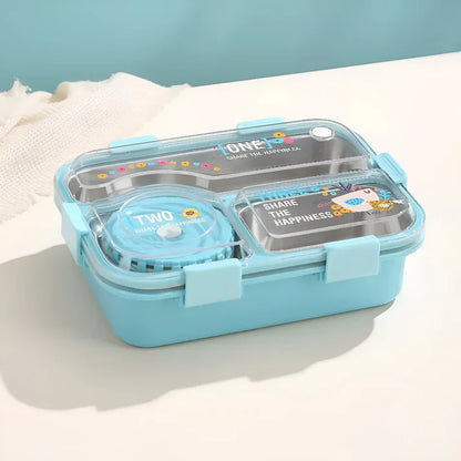 SmartMeal Stainless Steel Bento Lunch Box (3 Grid) with Bowl - 100% Leakproof