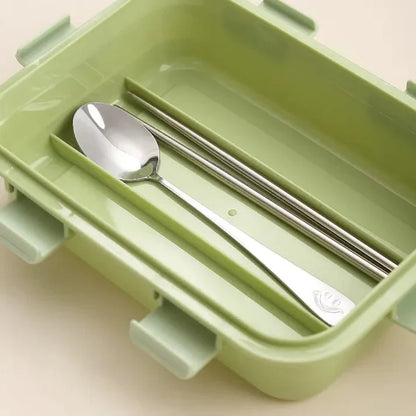 SmartMeal Stainless Steel Bento Lunch Box (3 Grid) with Bowl - 100% Leakproof