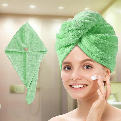 Quick Drying Microfiber Hair Towel Wrap for Women, Super Absorbent with Elastic Loop (Sky Blue)