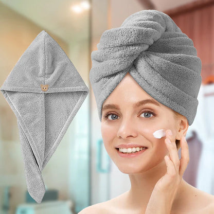 Quick Drying Microfiber Hair Towel Wrap for Women, Super Absorbent with Elastic Loop (Sky Blue)